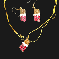 Valentines Chocolate Jewelry Set - Handmade earings and necklace