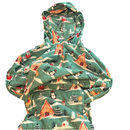 Green Holiday Themed cabin print PJ S/M with hood