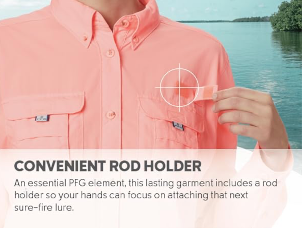 Columbia Women's Tiki Pink Bahama LS, PFG Button Down