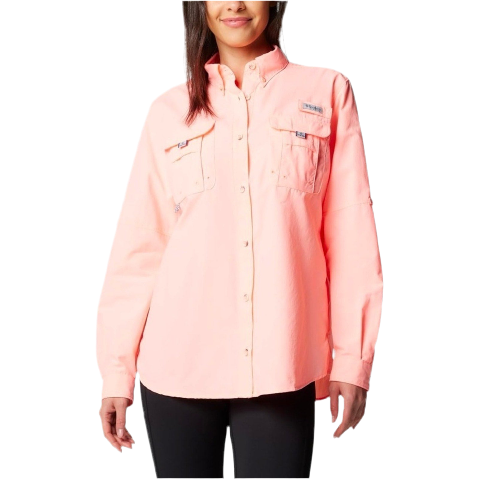 Columbia Women's Tiki Pink Bahama LS, PFG Button Down