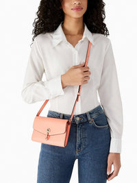 Kate Spade ♠️New York Marti Leather Flap Wallet Crossbody K6027 Peach Orange Bag