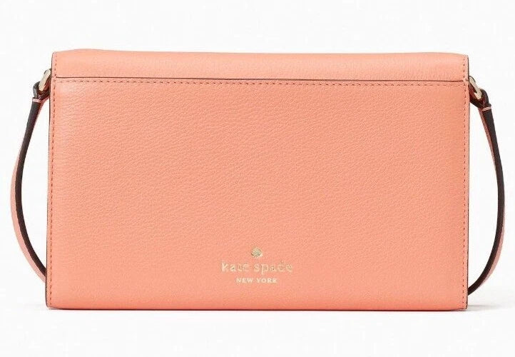 Kate Spade ♠️New York Marti Leather Flap Wallet Crossbody K6027 Peach Orange Bag