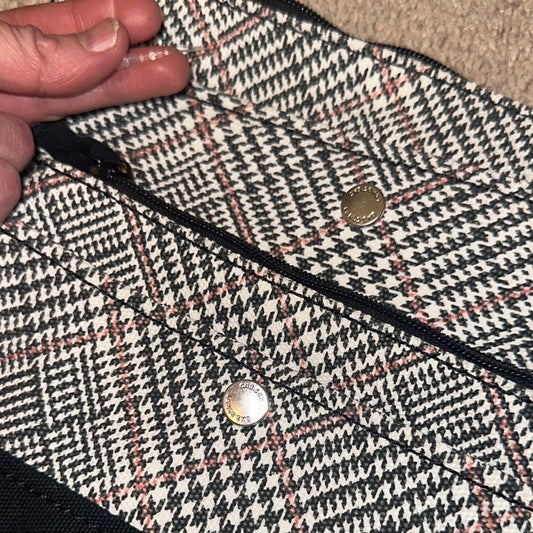 Chic Black and White Plaid Handbag Set NWOT