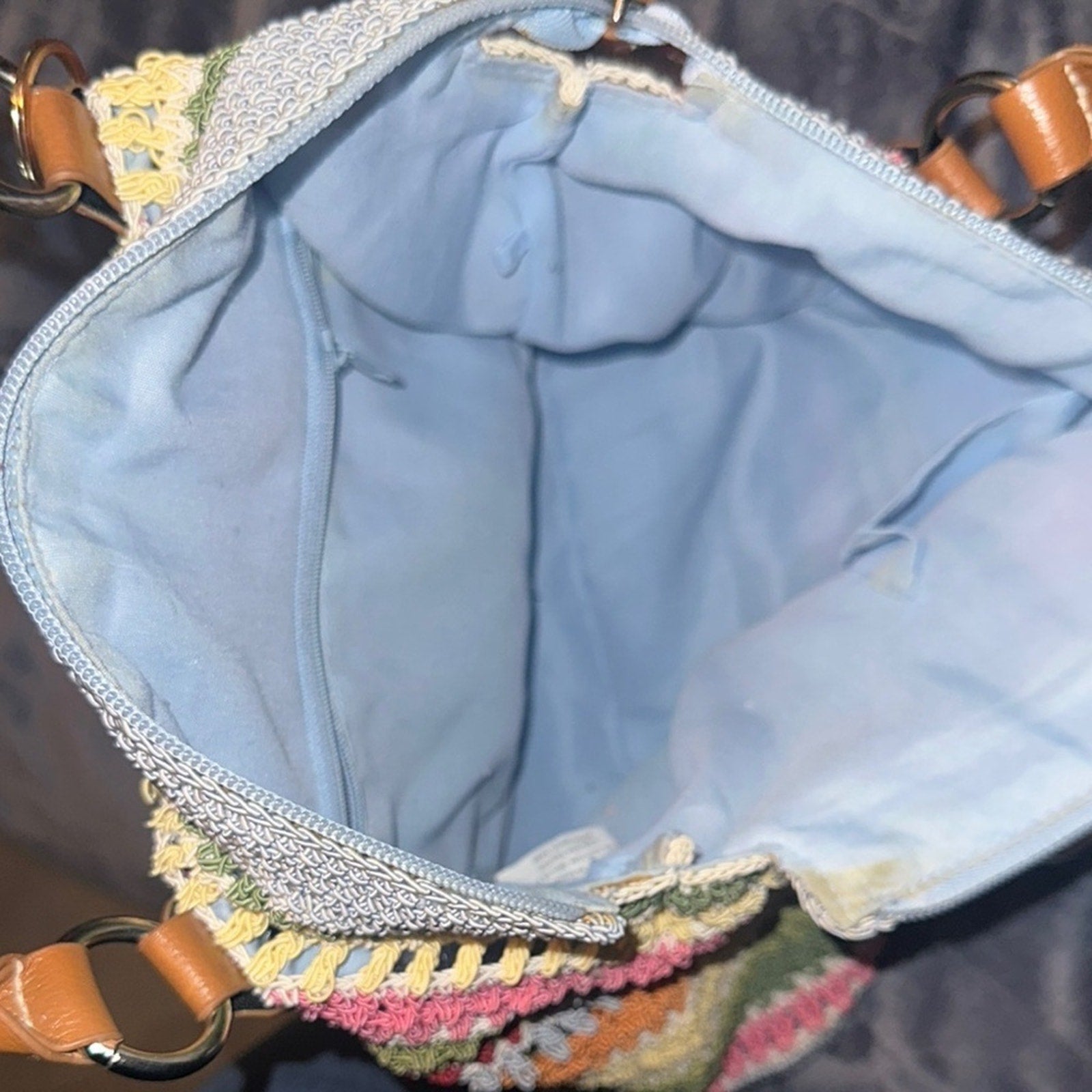 Unique Multicolor Straw Striped Rainbow Crochet Tote Bag