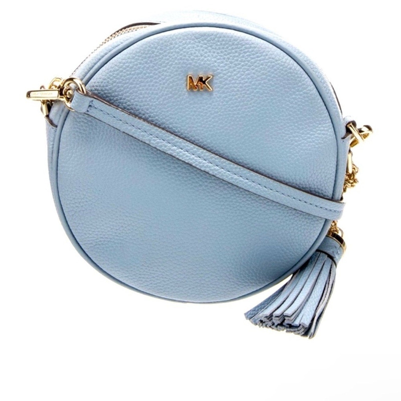 MICHAEL KORS LEATHER CIRCLE CANTEEN CROSSBODY WITH MATCHING CARD HOLDER EUC