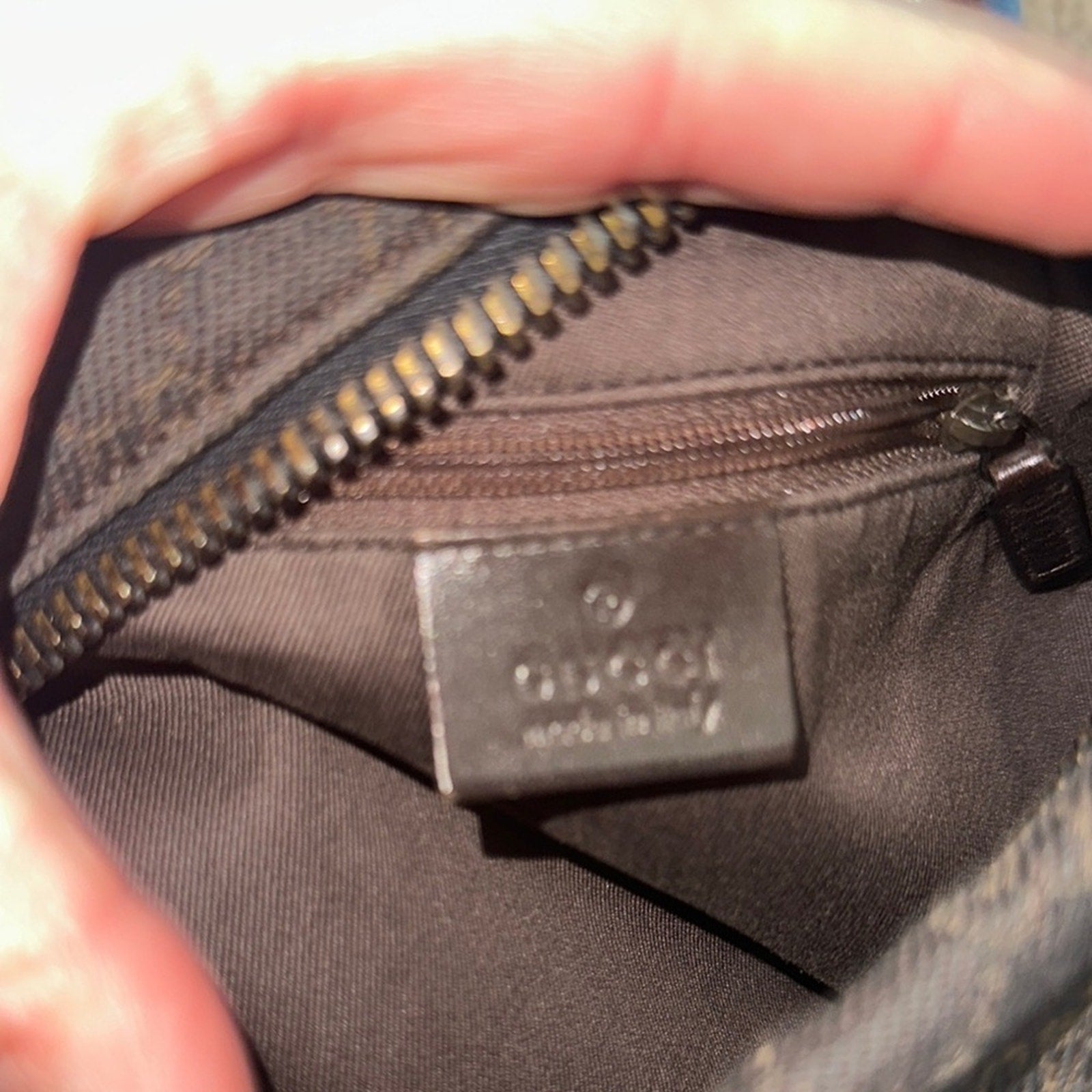 Gucci GG Vintage Canvas Zippered Hobo Bag Black Brown