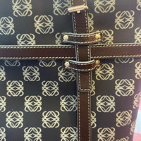 LOEWE Anagram tote bag handbag PVC leather navy light blue dark brown Rare