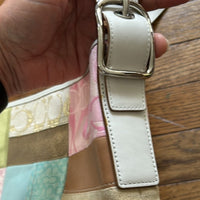 Coach Pink and Green Crossbody Bag with Patchwork Design