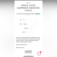 Wildfox SPIN & JUICE SOMMERS SWEATER $108.00 USD MSRP - X Small_SOLD-OUT ONLINE