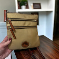 Dooney Bourke Nylon North South Triple Zip Crossbody Khaki Red Interior …