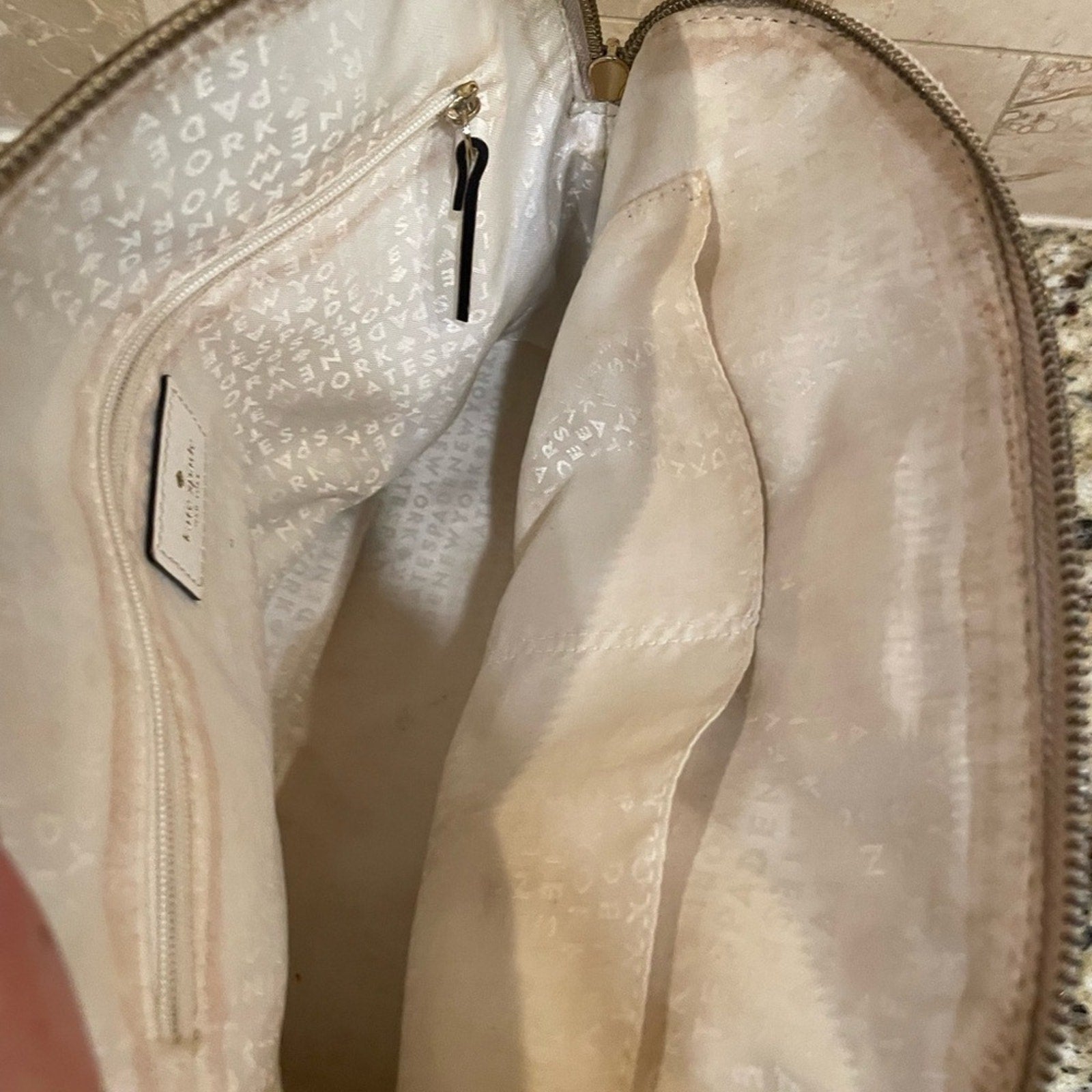 KATE SPADE LEILA MEDIUM TRIPLE COMPARTMENT SHOULDER BAG SAND BEIGE CREAM LEATHER