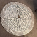 Faux Fur Trim Christmas Tree Skirt, White With Sequin Swirl Pattern - 1.2m NWOT
