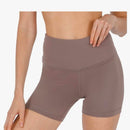 High-Waisted Black and Mauve Biker Shorts - Black/Iron Colors- 5”