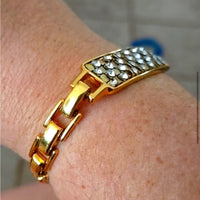 Vintage Gold Plated Swarovski Chain Link Bracelet (Discontinued) 7 in.