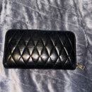 Miu Miu Black Quilted zip around Wallet with bow EUC