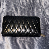 Miu Miu Black Quilted zip around Wallet with bow EUC
