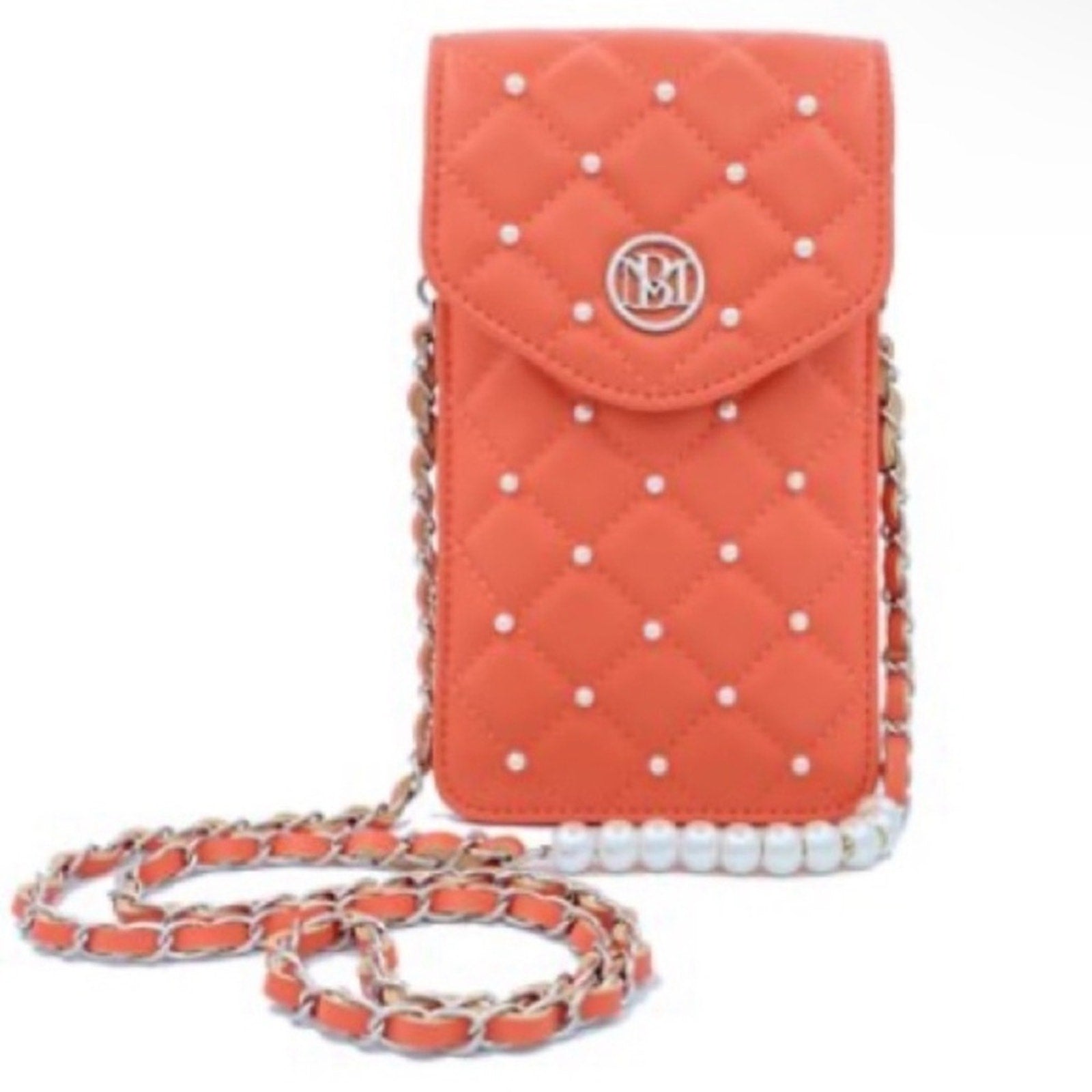 NIP-Badgley Mischka Coral Pearls Strap Phone Case NWT