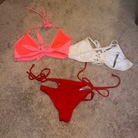 2 Victoria's Secret Bikini Tops (pink/white) SM and 1 Bottom (red)
