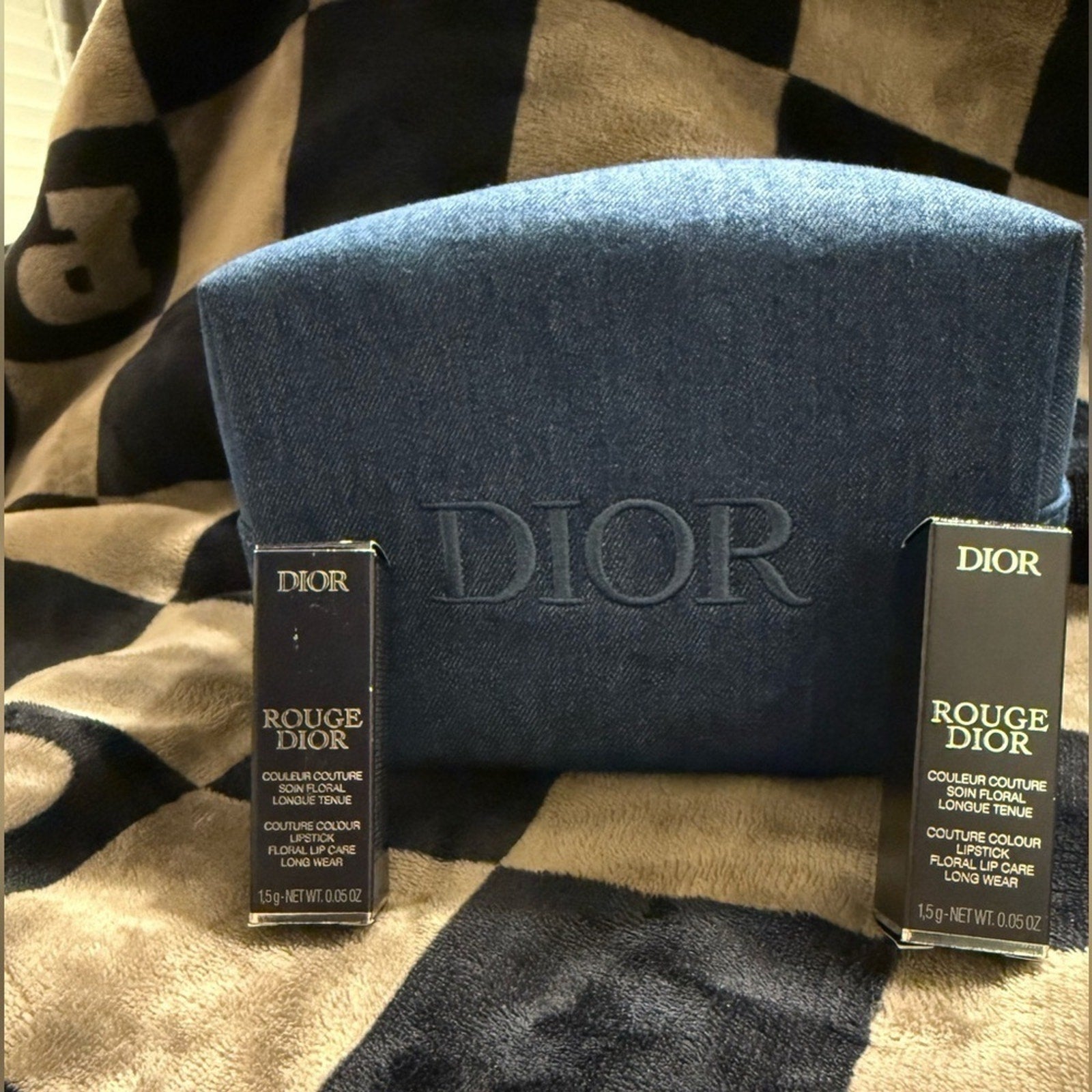 Dior Denim Accessor Bag + 2 Lipsticks