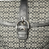 Coach Monogrammed Logo Buckle Small Crossbody Black/White/Silver Hardware