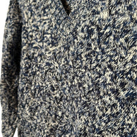 Lands End Drifter Sweater Size S Blue Marbled Cable Knit V-neck