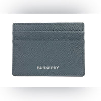 Burberry Sandon Card Case Wallet Embossed Logo Leather Storm Grey *NWT*