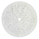Faux Fur Trim Christmas Tree Skirt, White With Sequin Swirl Pattern - 1.2m NWOT