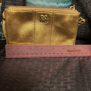 Coach Julia Spotlight Leather Wristlet Clutch Gold 46810B with pink lining VGUC