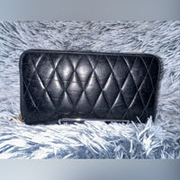 Miu Miu Black Quilted zip around Wallet with bow EUC