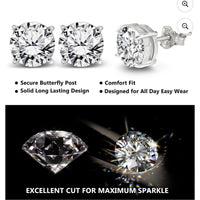 2 CTW Cushion Cut Moissanite 4 Prong Solitaire Stud Earring in 18K White Gold