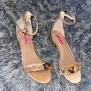 Betsey Johnson Gold Floral Heels - NEVER WORN NWOT