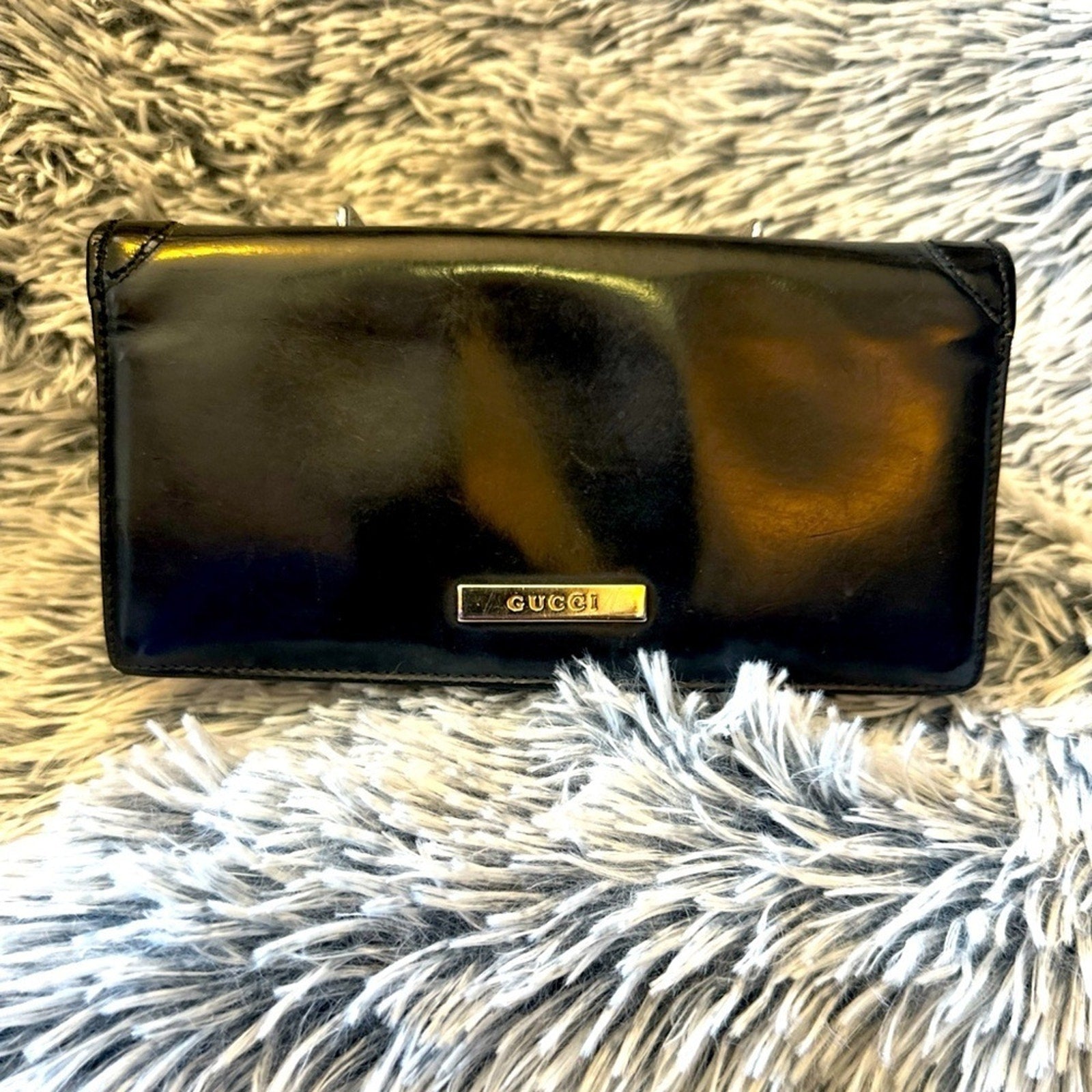Vintage Gucci By Tom Ford 1998 black patent leather wallet - EUC