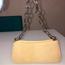 Croc-Embossed Tan Shoulder Bag