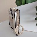 Coach, Mini Skinny ID Case, Crossgrain Leather, Chalk White, Gold Key Ring EUC