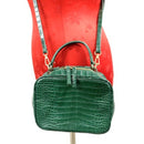 Zara green faux snakeskin moc croc crossbody bag top handle purse 2 way satchel