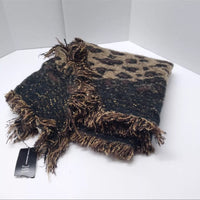 INC International Concepts Leopard Print Fringed Scarf/Shawl_NWT