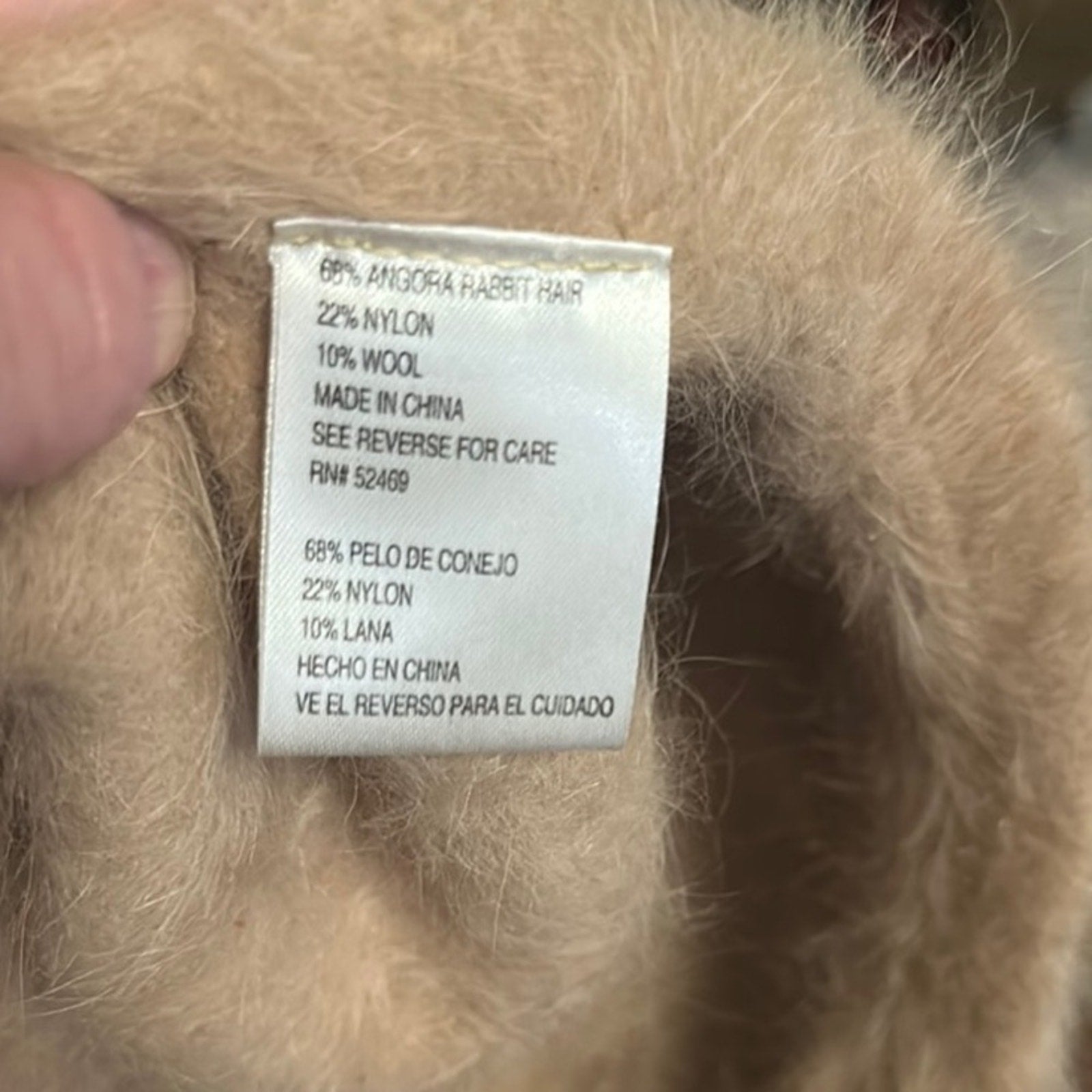 Tan vintage angora and wool blend beret hat