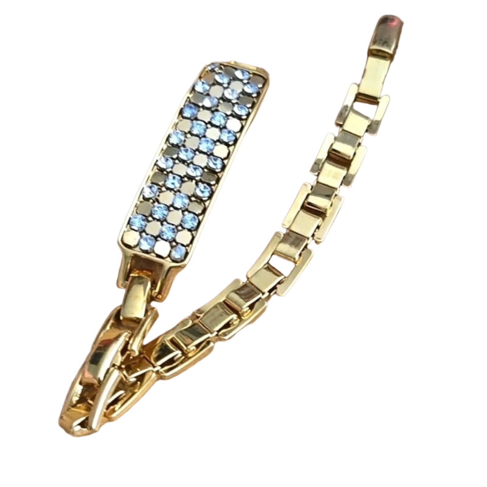 Vintage Gold Plated Swarovski Chain Link Bracelet (Discontinued) 7 in.