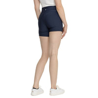High-Waisted Black and Mauve Biker Shorts - Black/Iron Colors- 5”