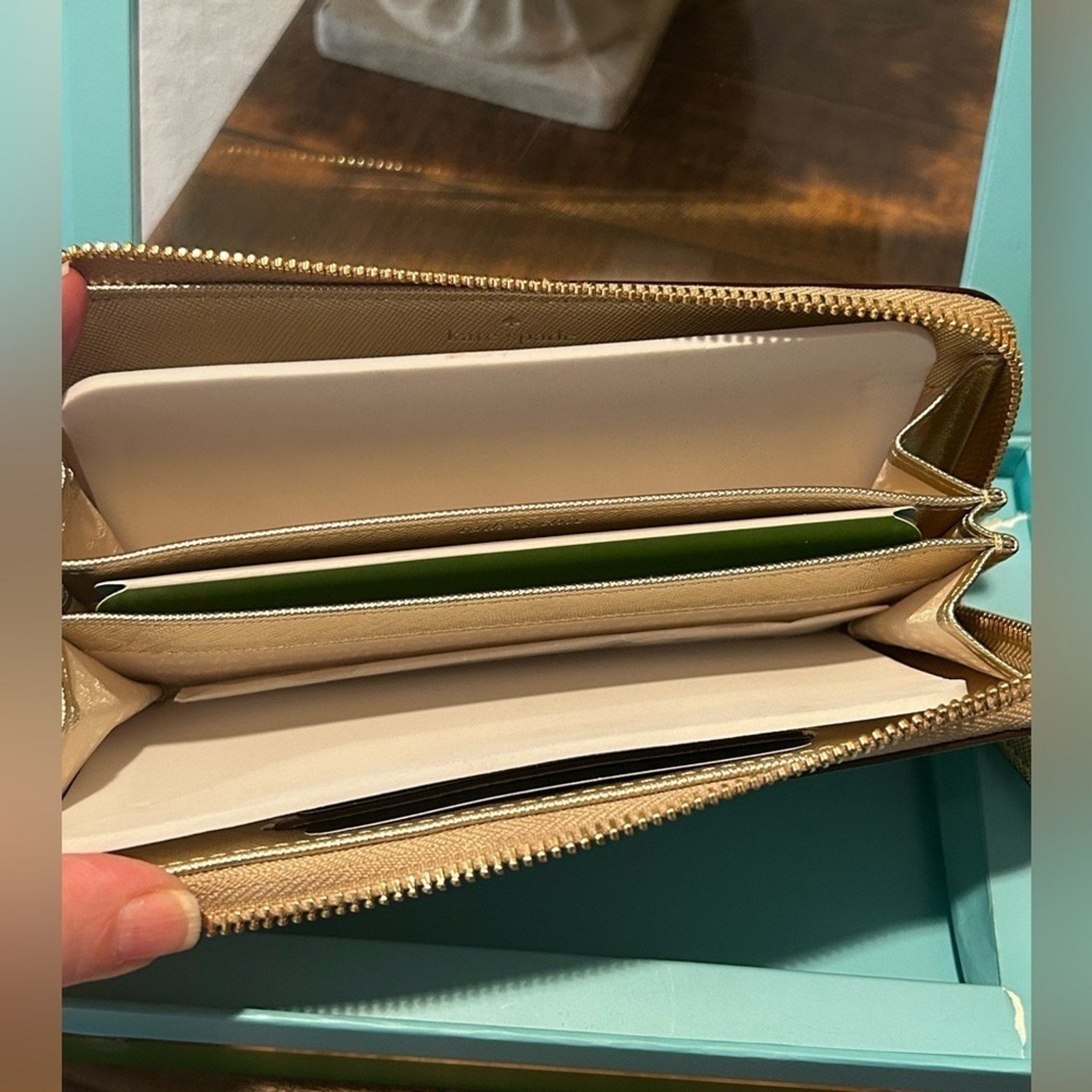 Kate Spade ♠️ New York Gold Saffiano Leather Universal Zip