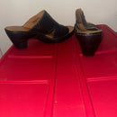 Born Womens Melyssa B04303 Leather Slip On Black Slide Heels Size 8 / 39