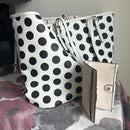 Michael Kors Polka Dot Saffiano Leather Medium Tote w/ MK bifold wallet duo