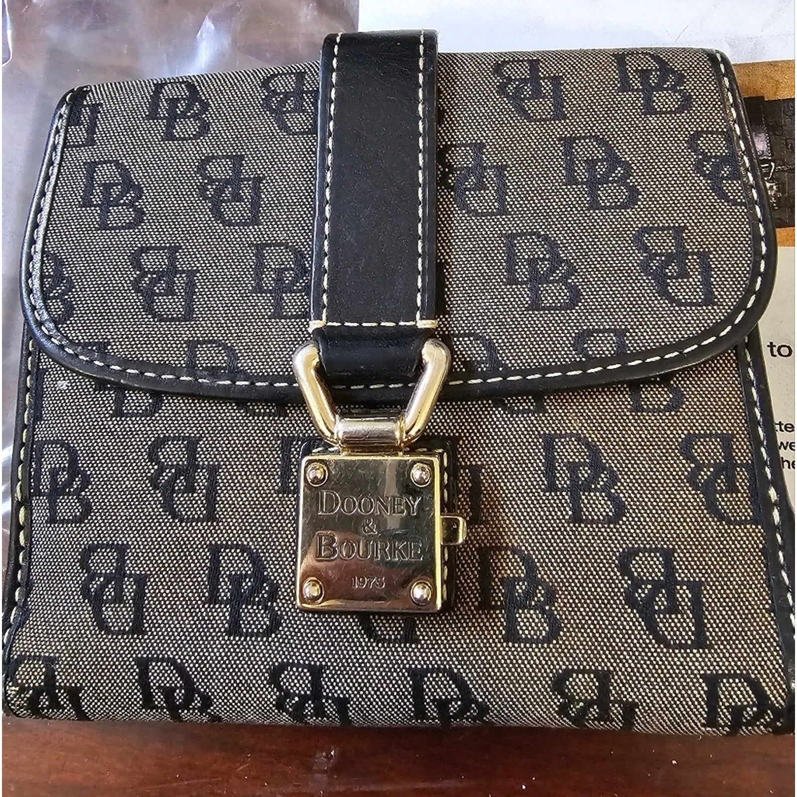 Vintage 1975 Dooney & Bourke Signature Canvas Wallet with COA - EUC