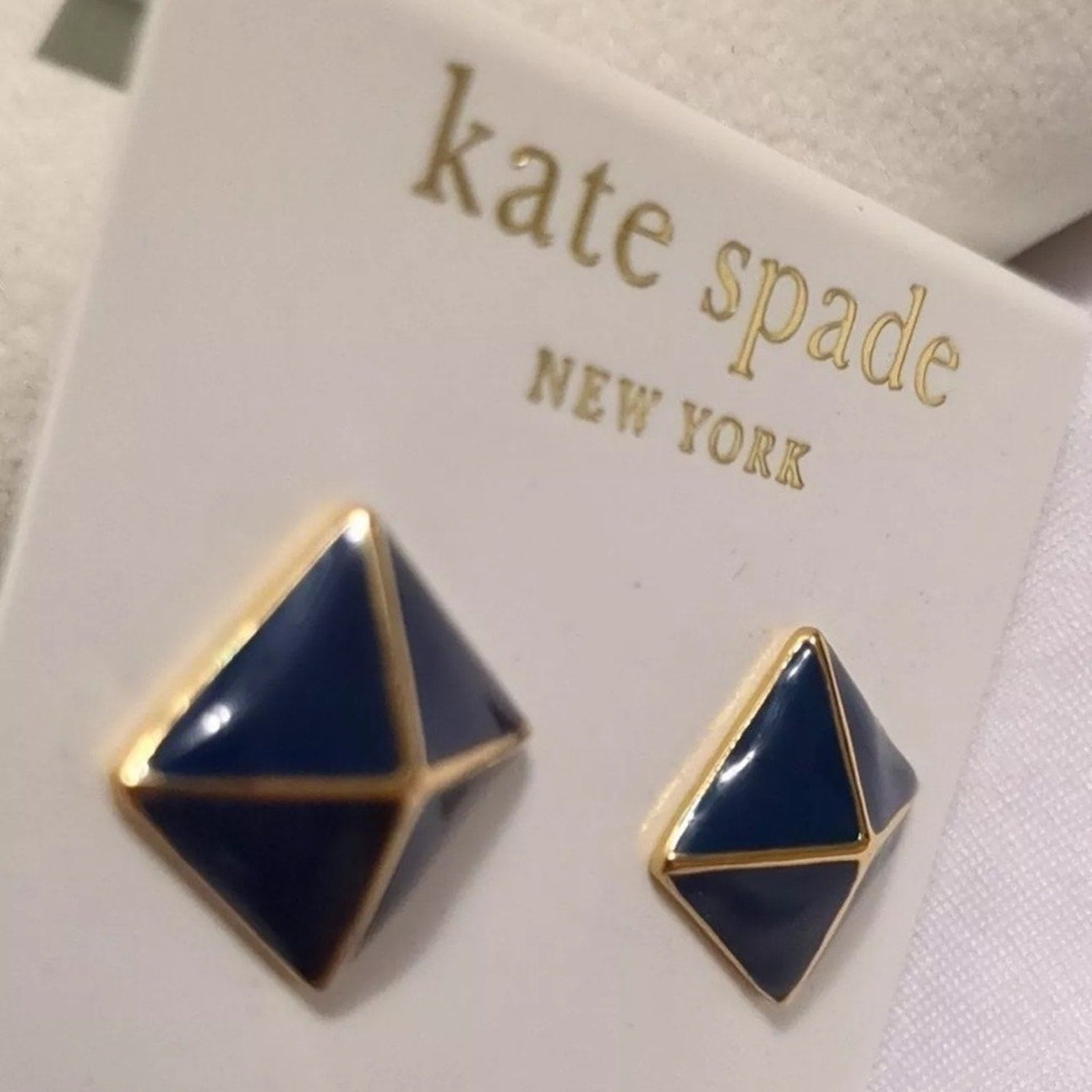 Kate Spade navy blue and 14k gold filled earrings