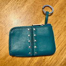 Michael Kors Astor Coin Purse Keychain with Studs in Turquoise NWT