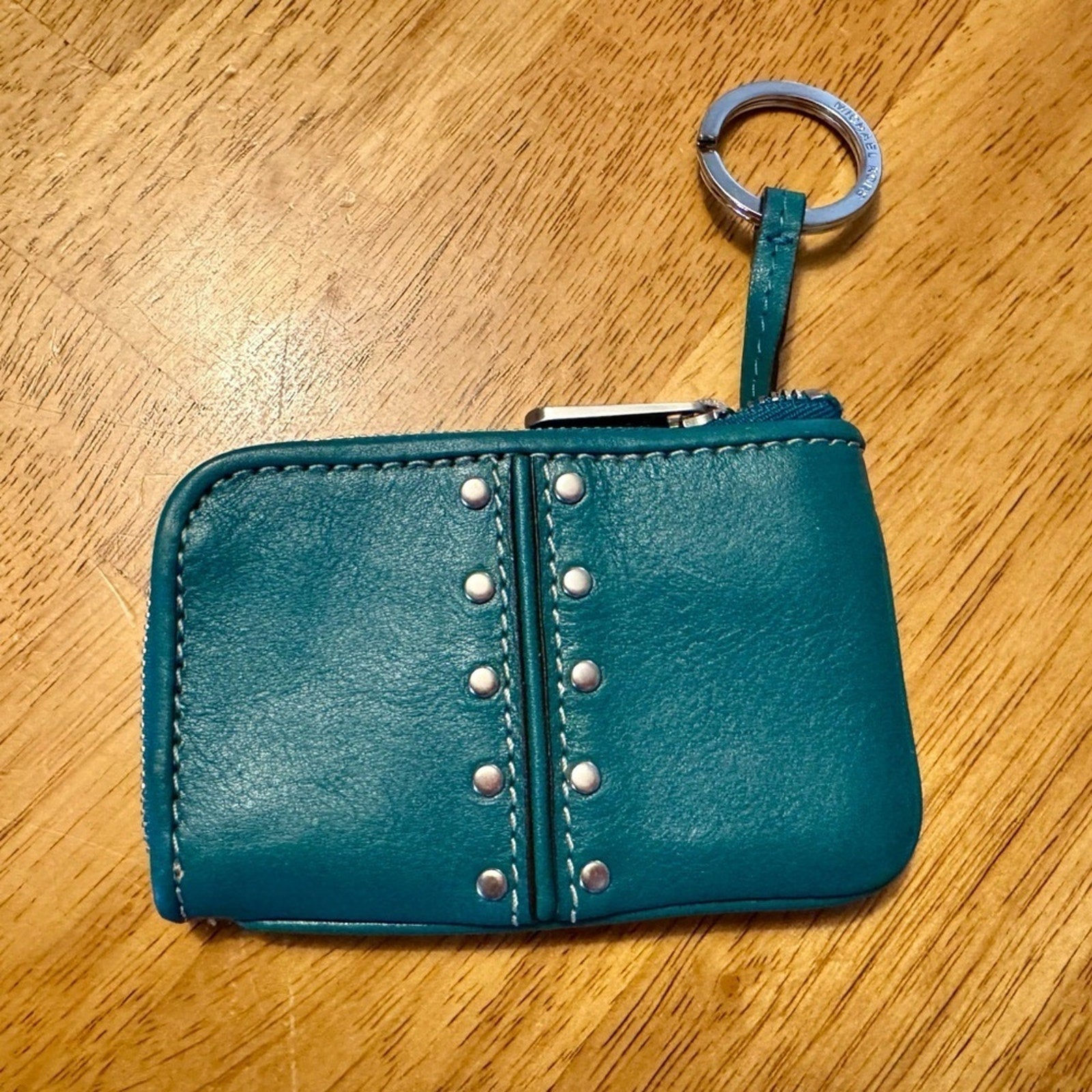 Michael Kors Astor Coin Purse Keychain with Studs in Turquoise NWT