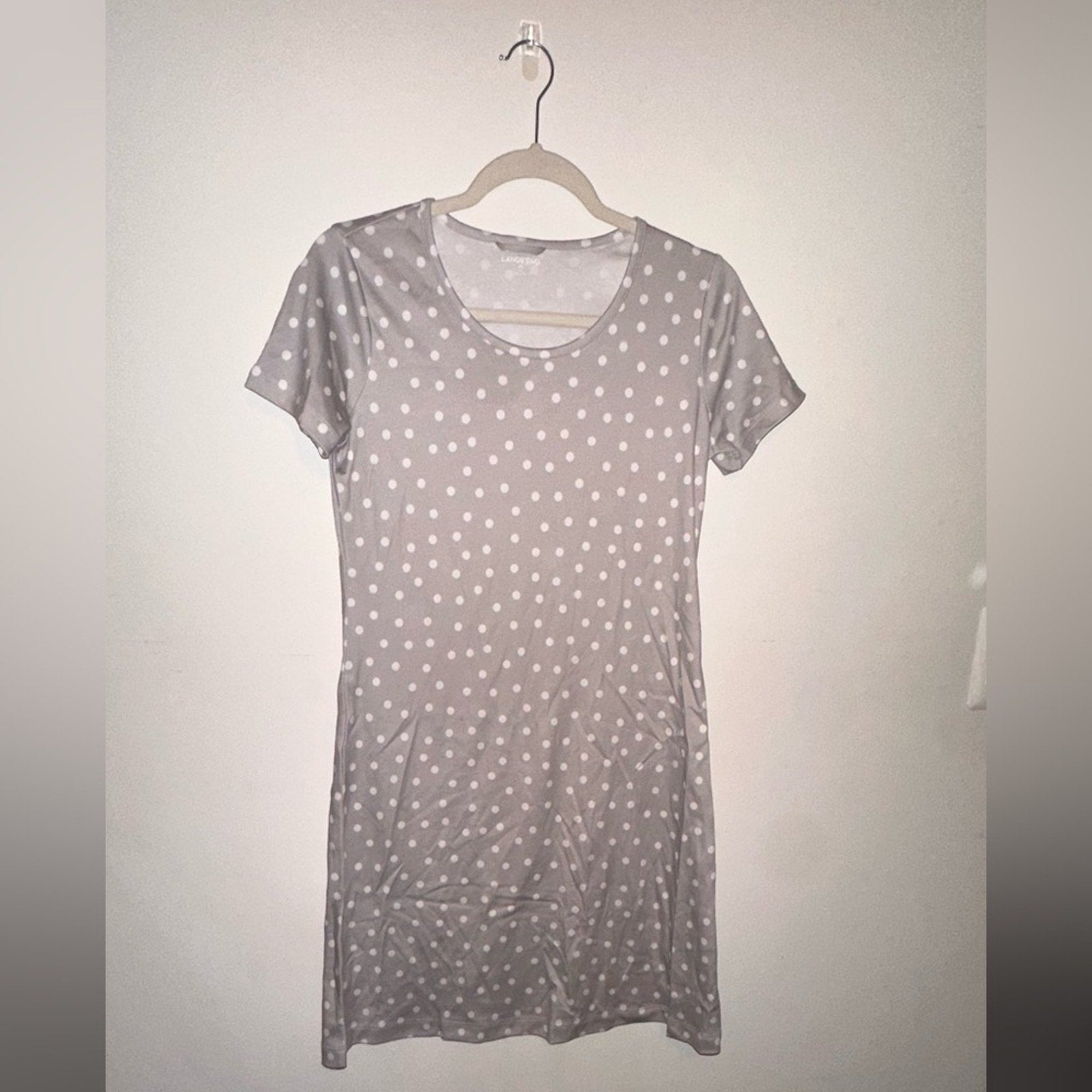 Lands End Gray Polka Dot Short-sleeve Nightgown
