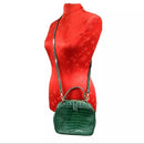 Zara green faux snakeskin moc croc crossbody bag top handle purse 2 way satchel