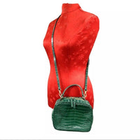 Zara green faux snakeskin moc croc crossbody bag top handle purse 2 way satchel
