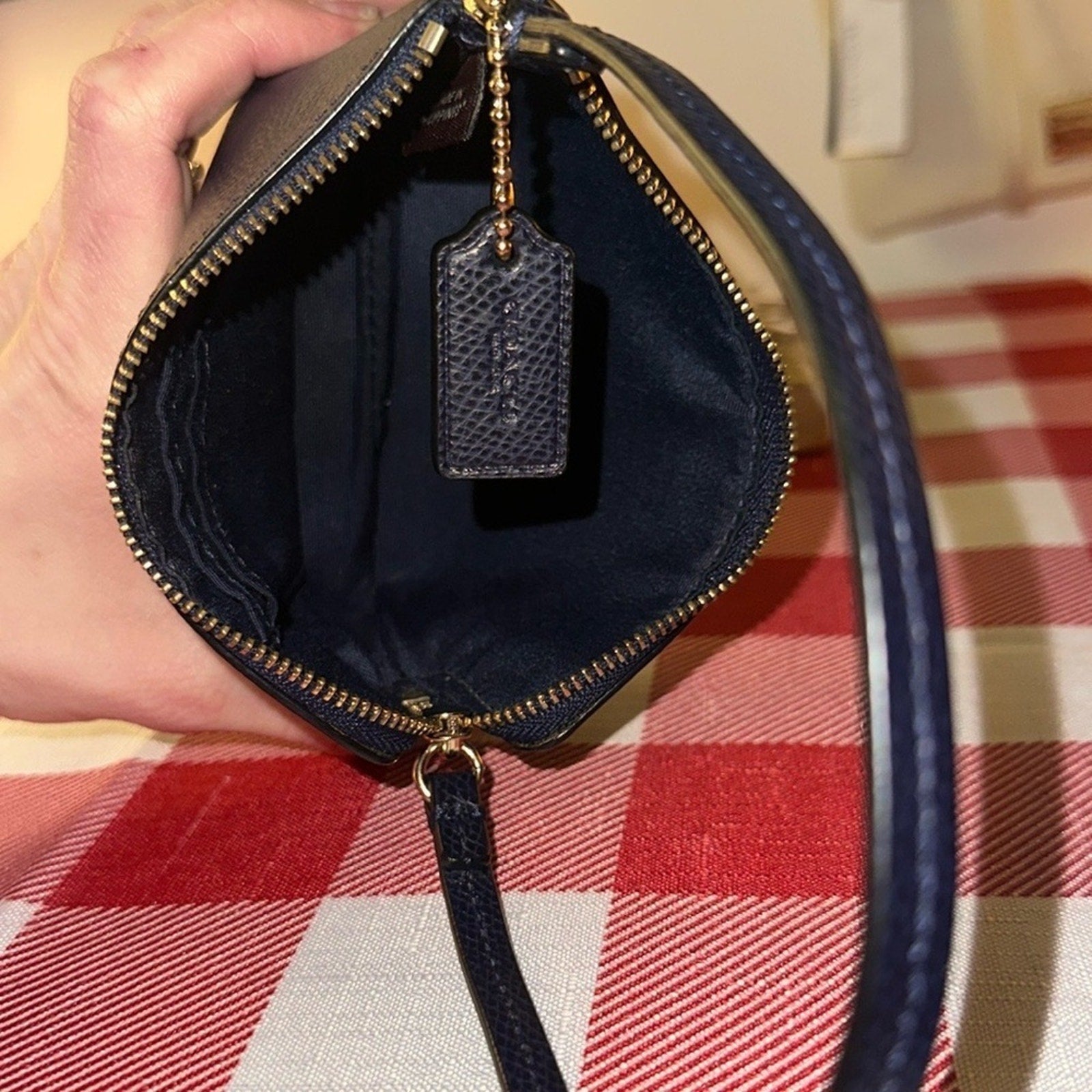 Coach Midnight Blue Wristlet EUC